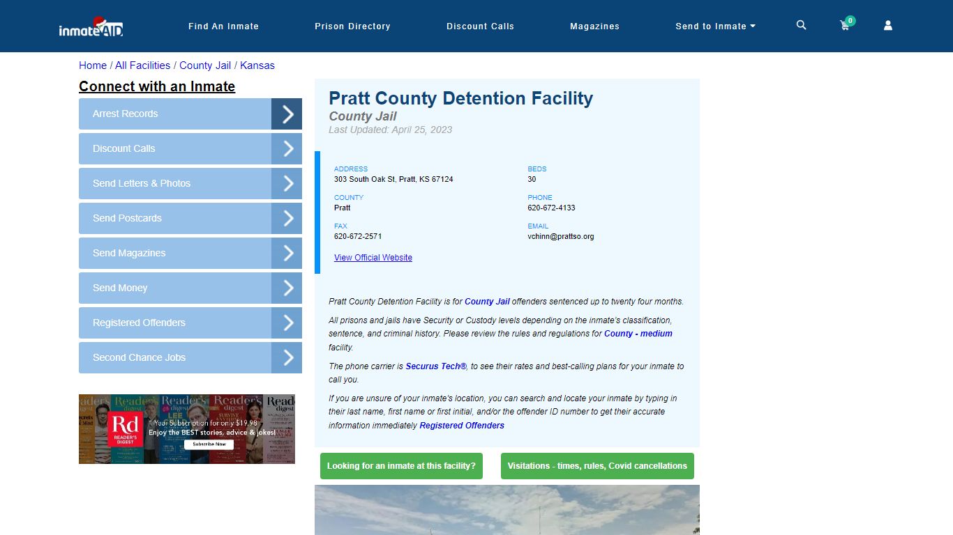 Pratt County Detention Facility - Inmate Locator - Pratt, KS